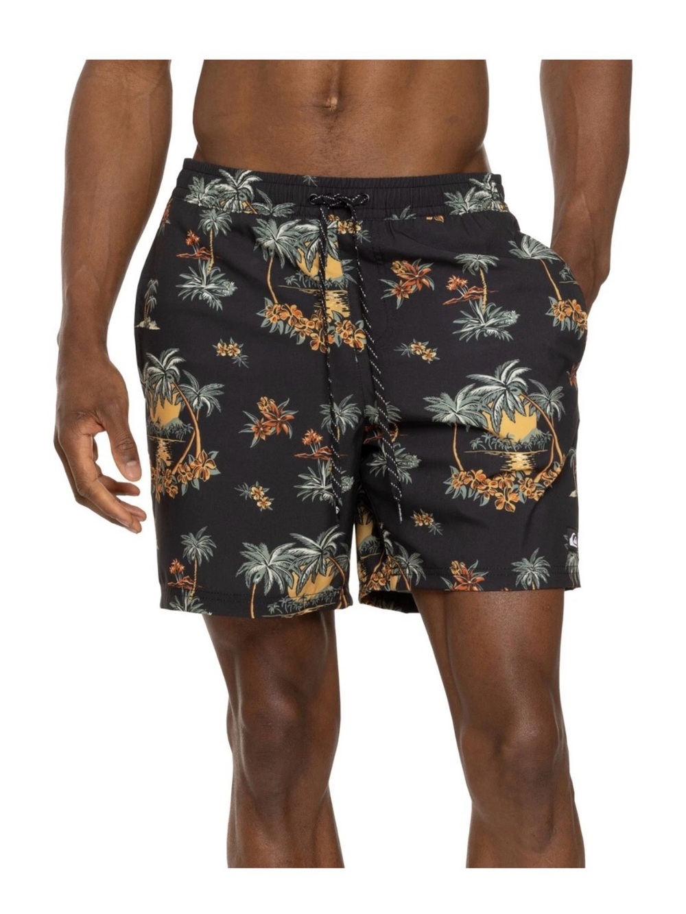 Quicksilver Men's Black Tropical Print Swim Trunks size large